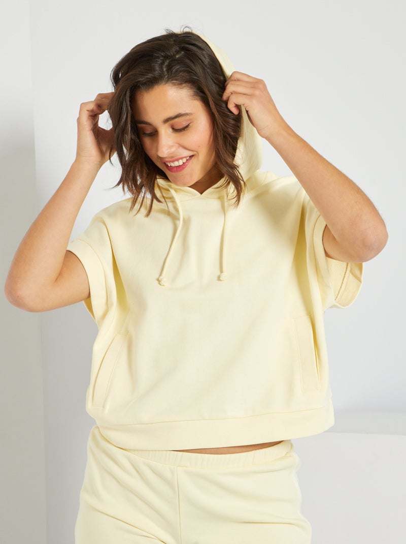 Sweatshirt com capuz sem mangas AMARELO - Kiabi