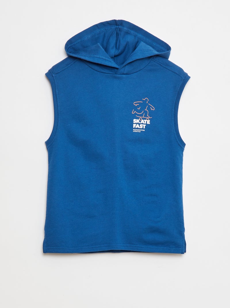 Sweatshirt com capuz sem mangas Azul - Kiabi