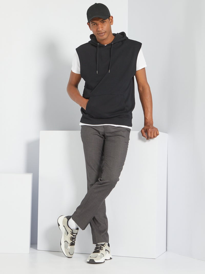Sweatshirt com capuz sem mangas Preto - Kiabi