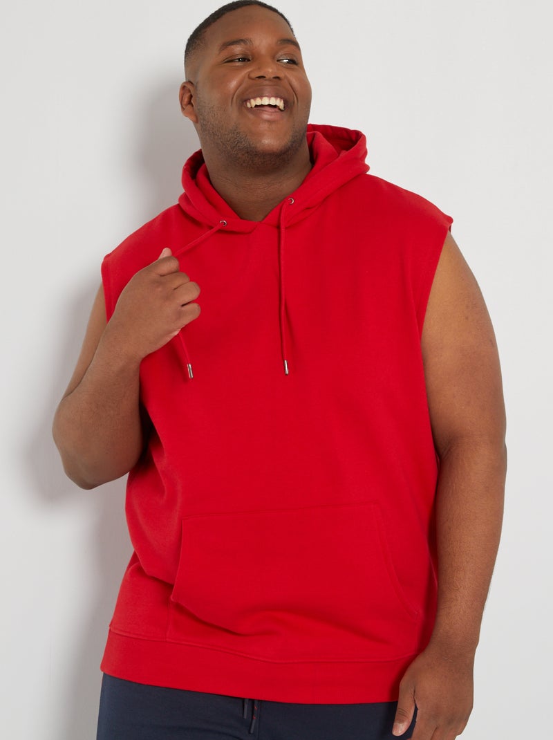 Sweatshirt com capuz sem mangas VERMELHO - Kiabi