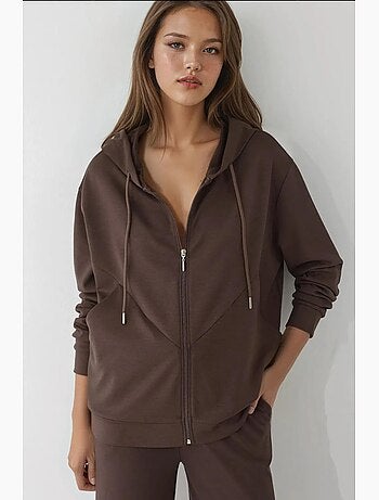 Sweatshirt com capuz soft-touch com fecho de correr integral hiccup