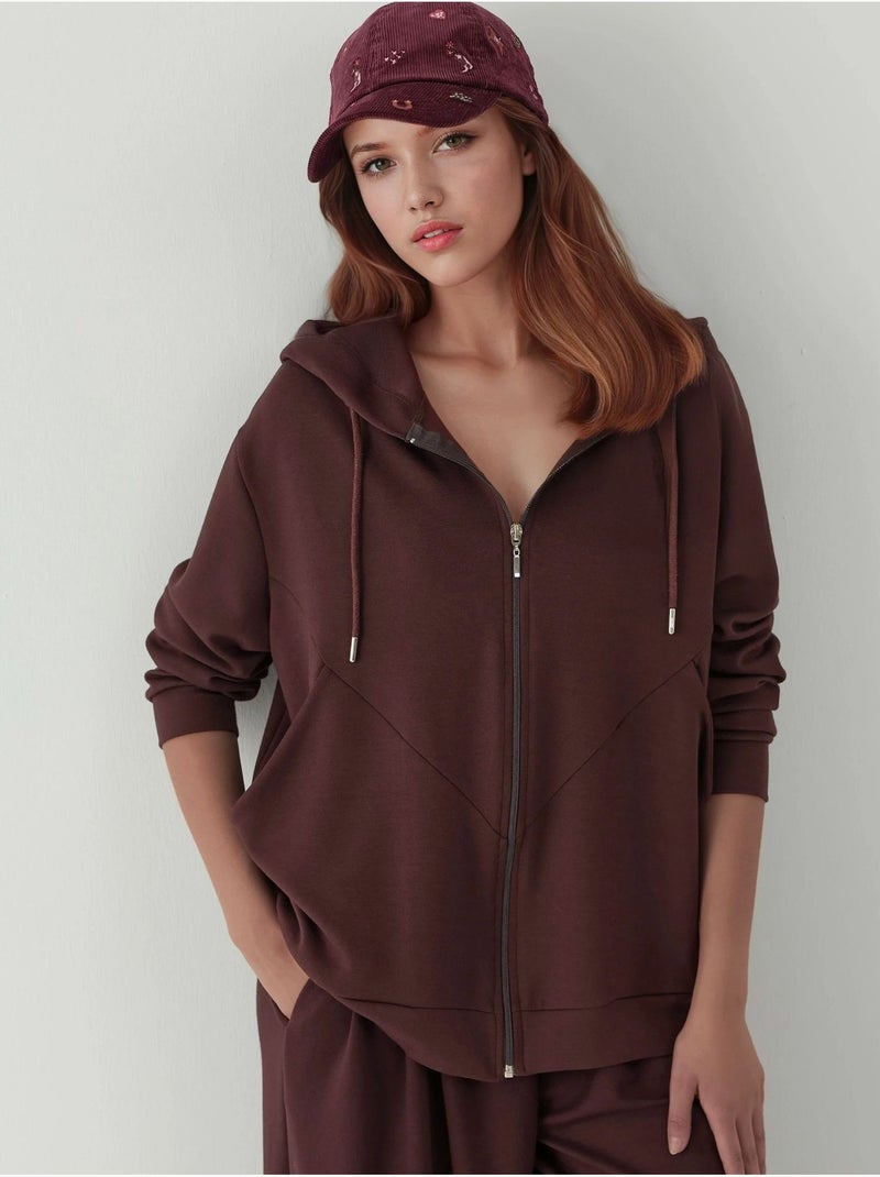 Sweatshirt com capuz soft-touch com fecho de correr integral hiccup Castanho-escuro - Kiabi