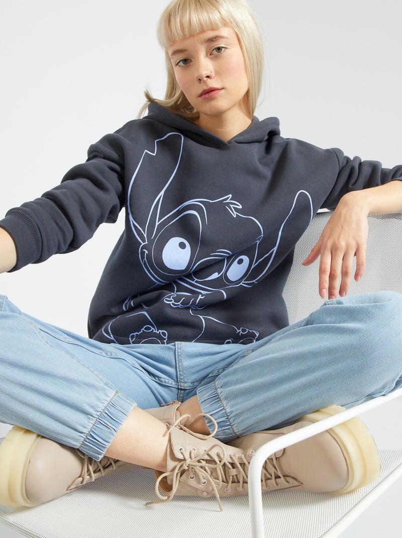 Sweatshirt com capuz 'Stitch' CINZA - Kiabi