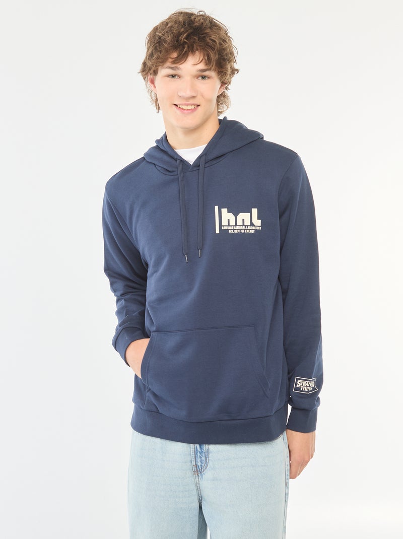 Sweatshirt com capuz 'Stranger Things' com estampado frente/verso Azul - Kiabi