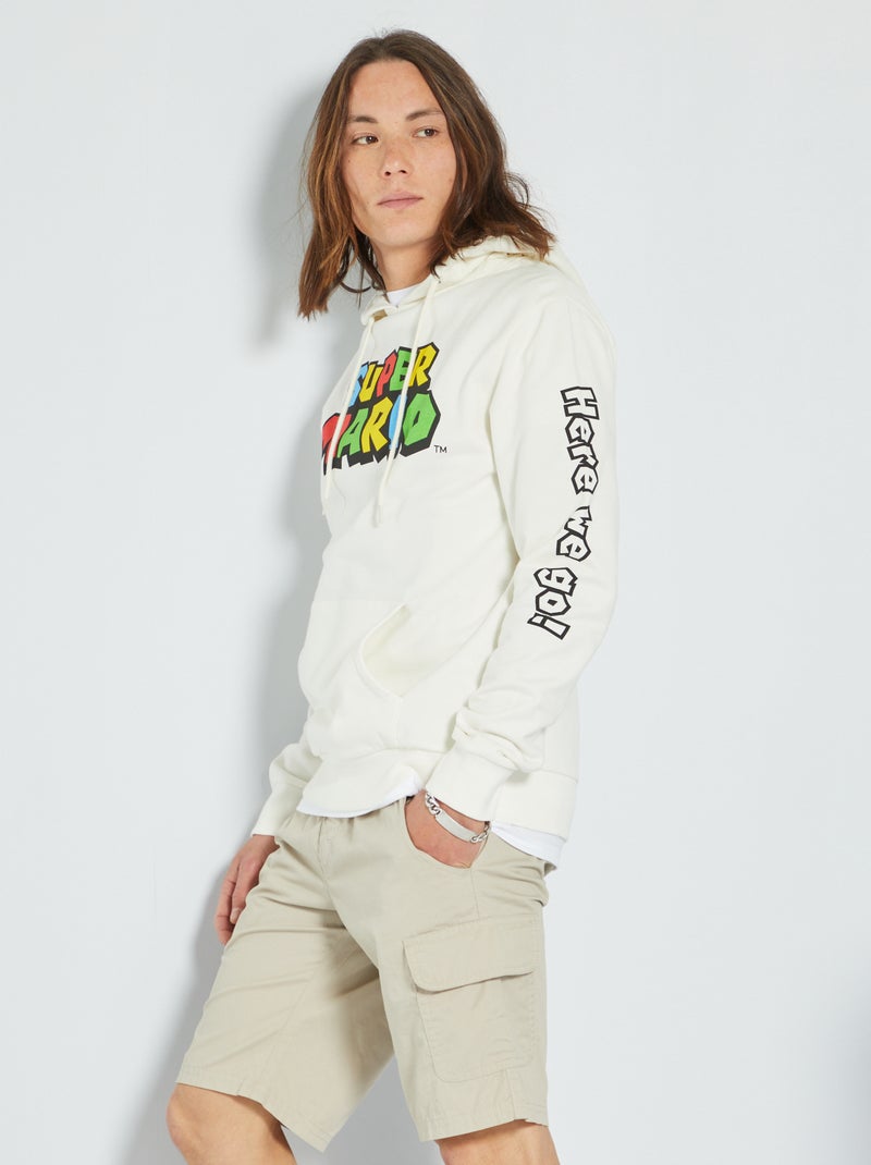 Sweatshirt com capuz 'Super Mário' Branco - Kiabi