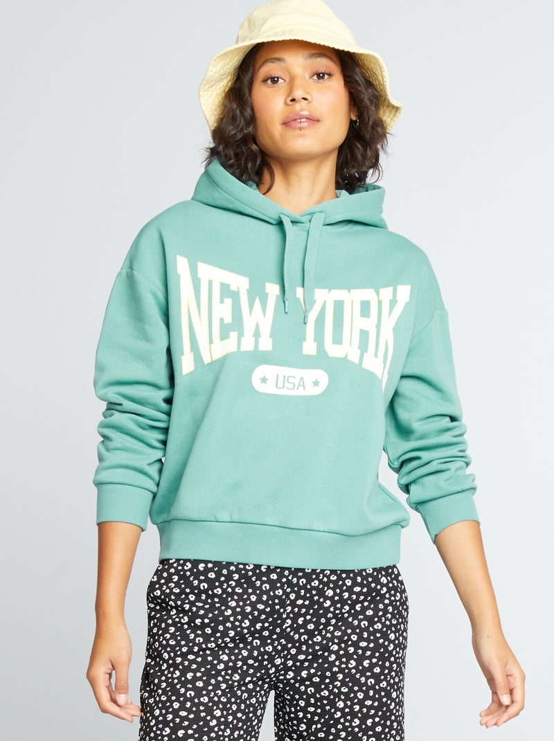 Sweatshirt com capuz tipo campus AZUL - Kiabi