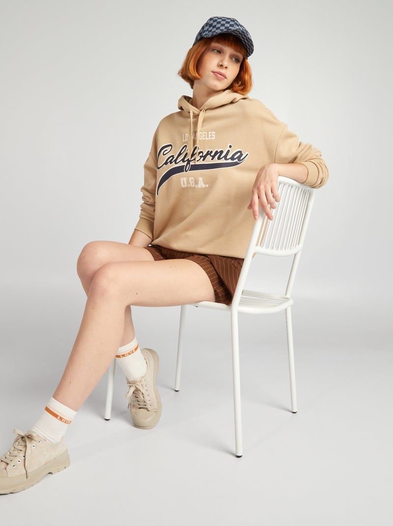 Sweatshirt com capuz tipo campus BRANCO - Kiabi