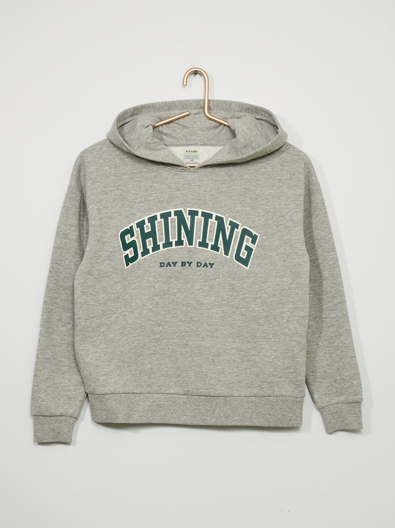 Sweatshirt com capuz tipo campus CINZA - Kiabi