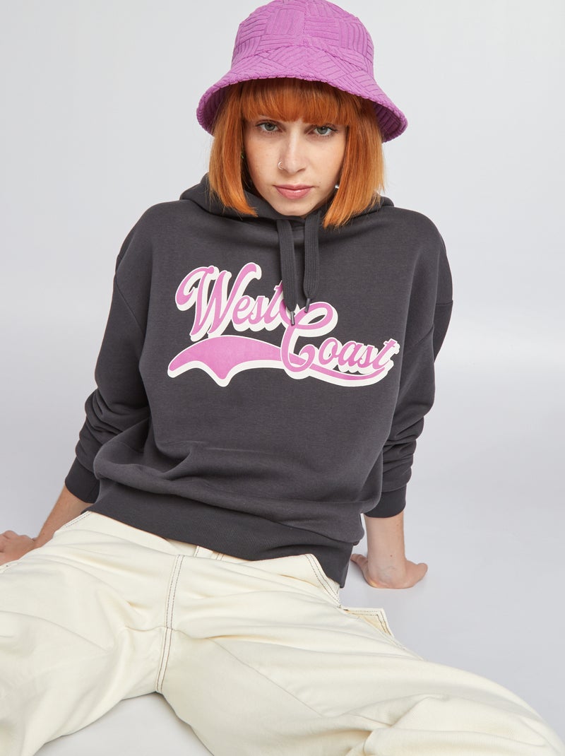Sweatshirt com capuz tipo campus PRETO - Kiabi