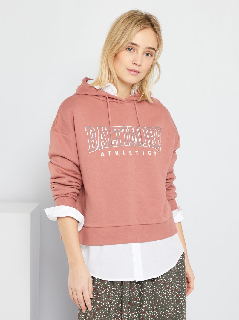 Sweatshirt com capuz tipo campus ROSA - Kiabi