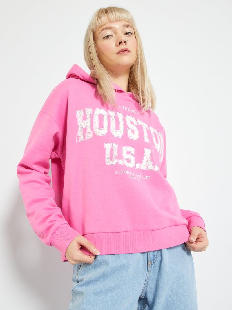 Sweatshirt com capuz tipo campus ROSA - Kiabi