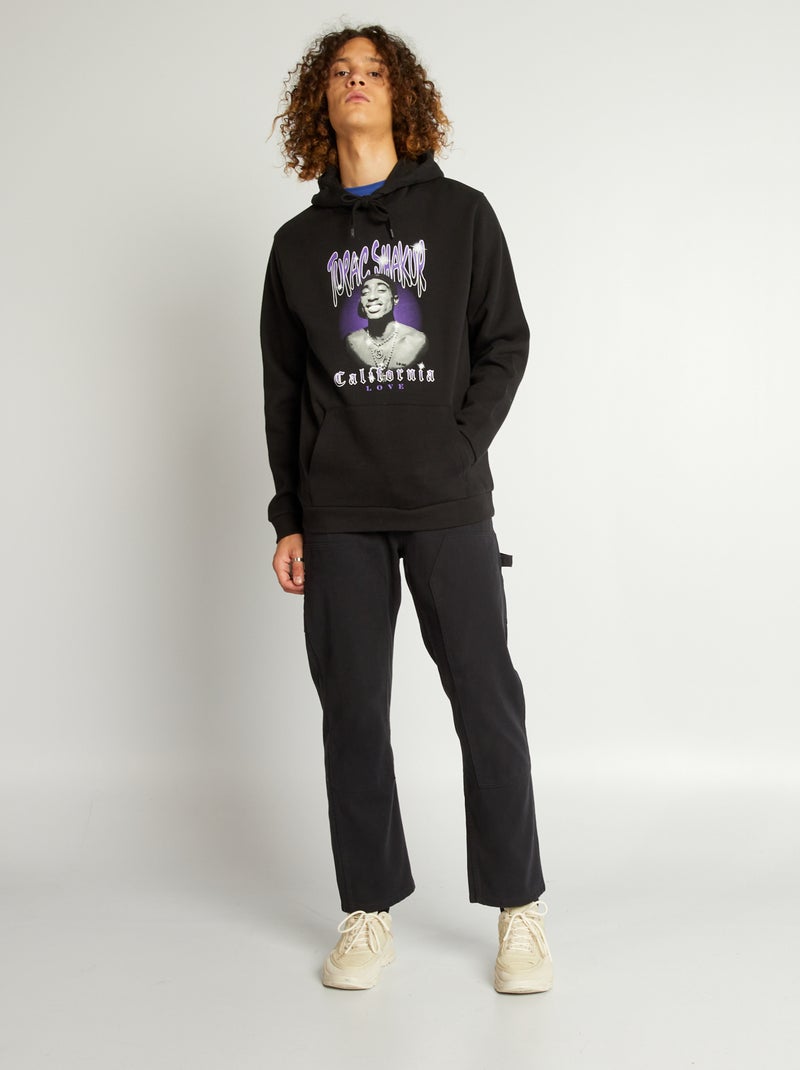 Sweatshirt com capuz 'Tupac' PRETO - Kiabi