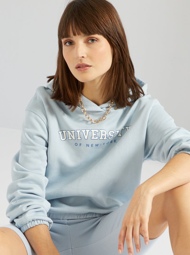 Sweatshirt com capuz 'University' AZUL - Kiabi