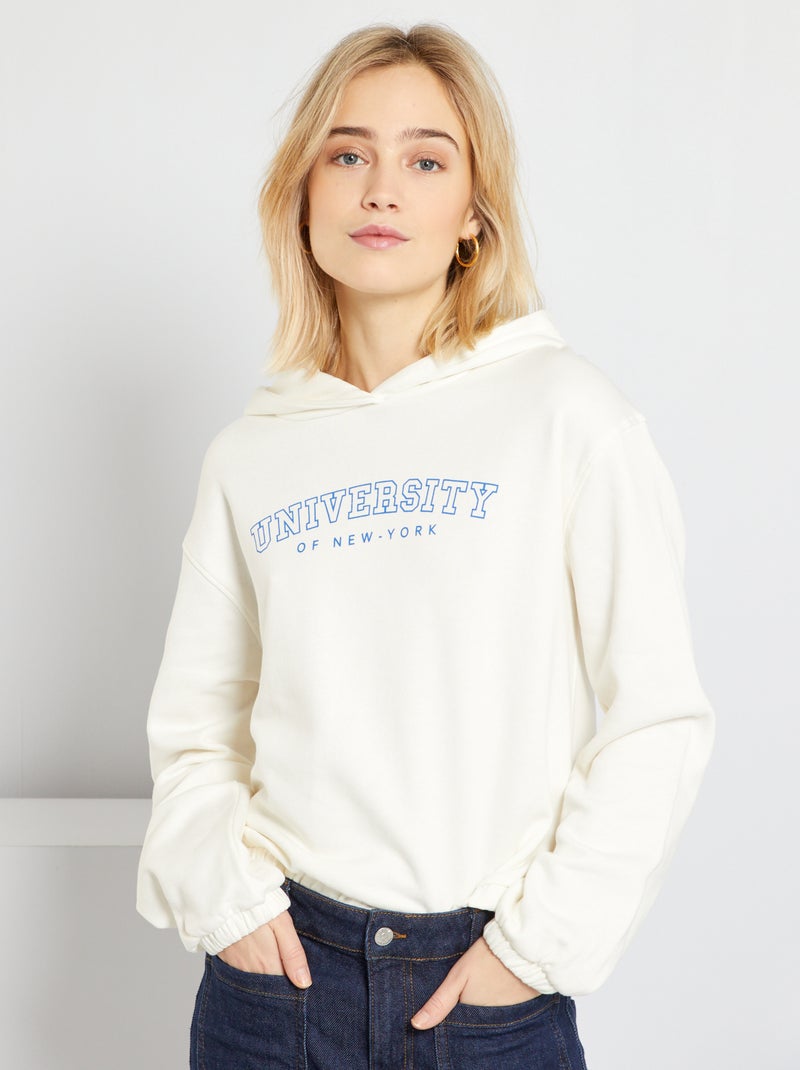 Sweatshirt com capuz 'University' BRANCO - Kiabi