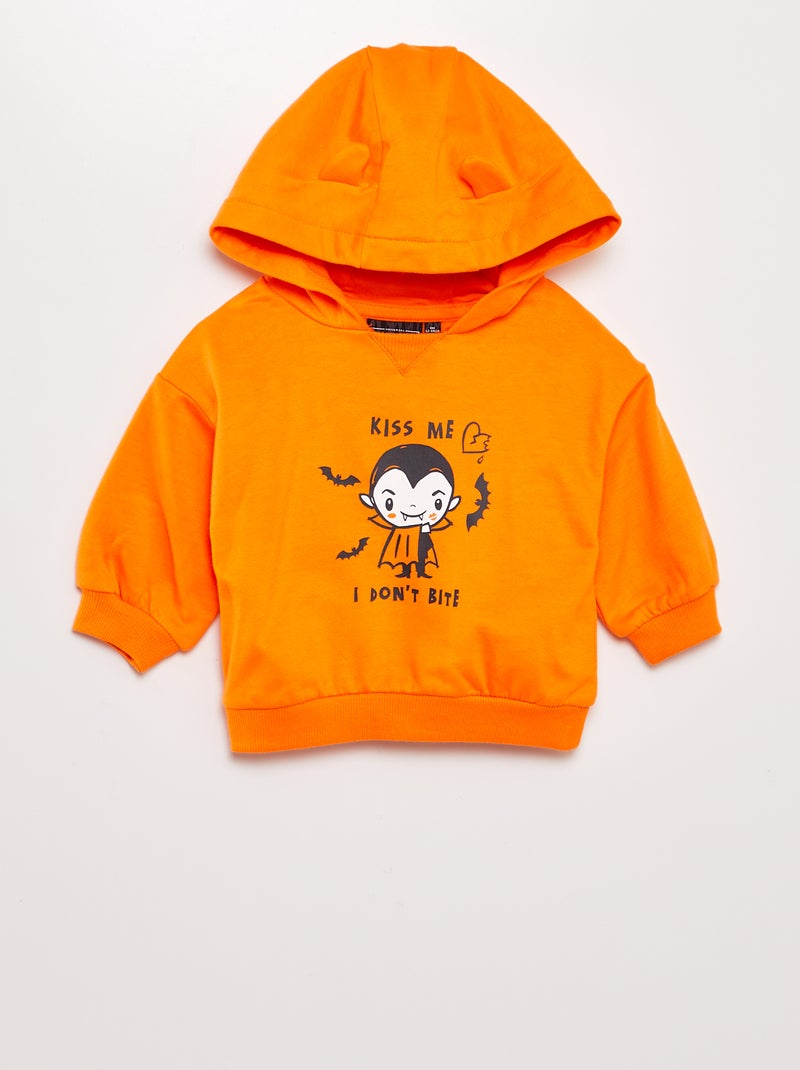Sweatshirt com capuz 'Vampiro' LARANJA - Kiabi