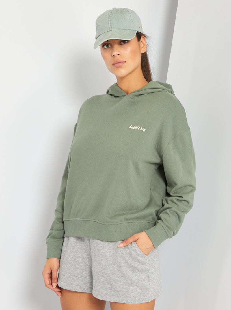Sweatshirt com capuz VERDE - Kiabi