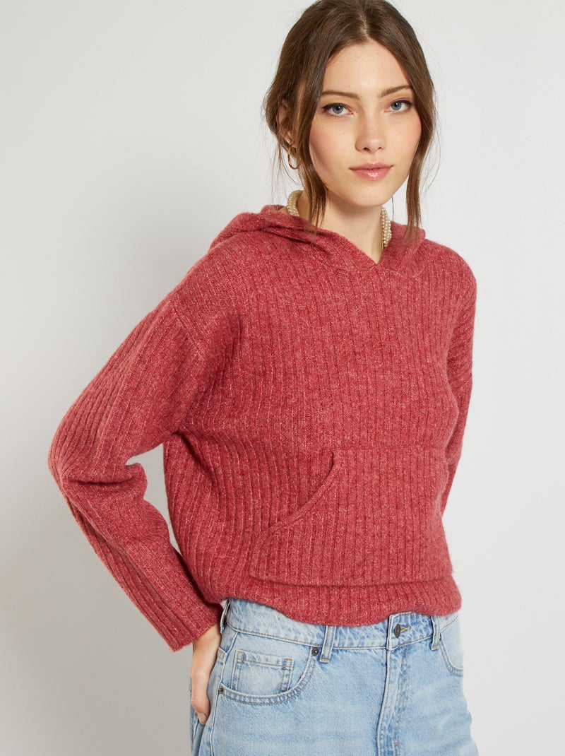Sweatshirt com capuz Vermelho - Kiabi
