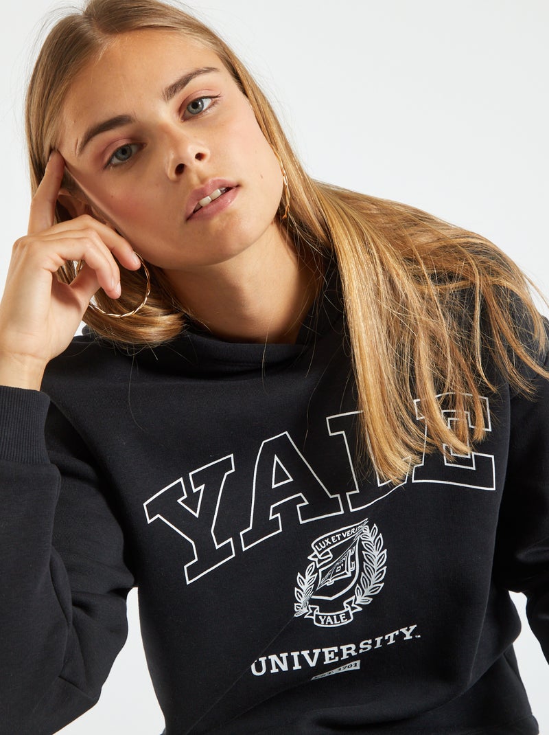 Sweatshirt com capuz 'YALE' Azul Acinzentado - Kiabi