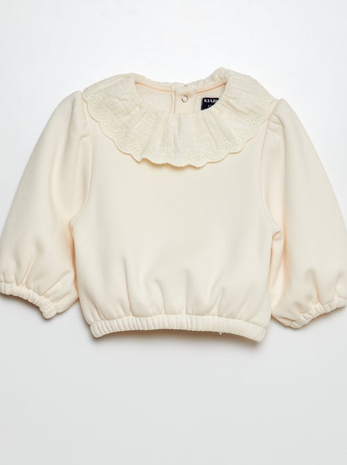 Sweatshirt com colarinho bordado - Kiabi