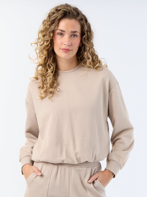 Sweatshirt com corte arredondado em felpa - Kiabi