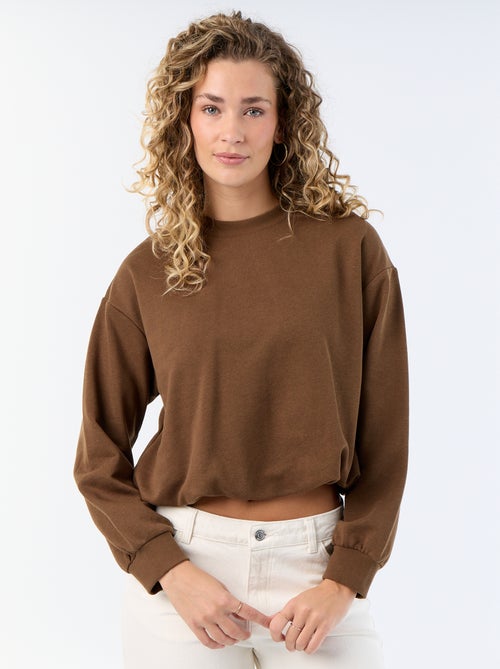 Sweatshirt com corte arredondado em felpa - Kiabi