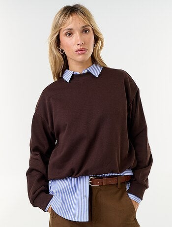 Sweatshirt com corte arredondado em felpa