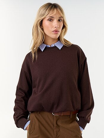 Sweatshirt com corte arredondado em felpa