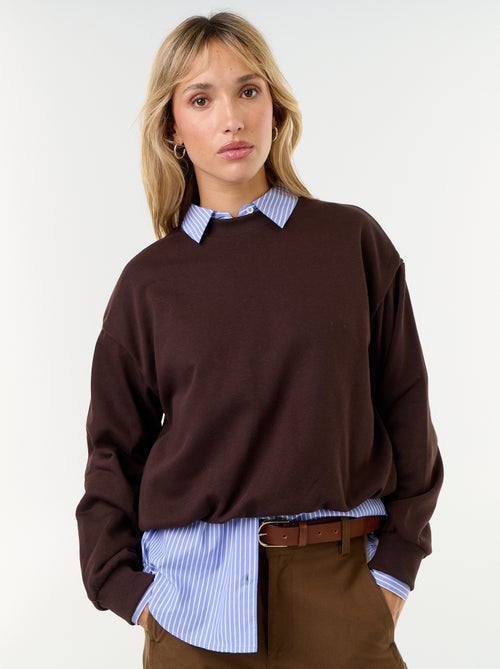 Sweatshirt com corte arredondado em felpa francesa - Kiabi Sweatshirt com corte arredondado em felpa francesa - Kiabi