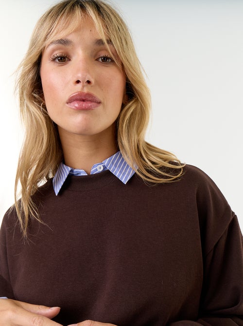 Sweatshirt com corte arredondado em felpa francesa - Kiabi Sweatshirt com corte arredondado em felpa francesa - Kiabi