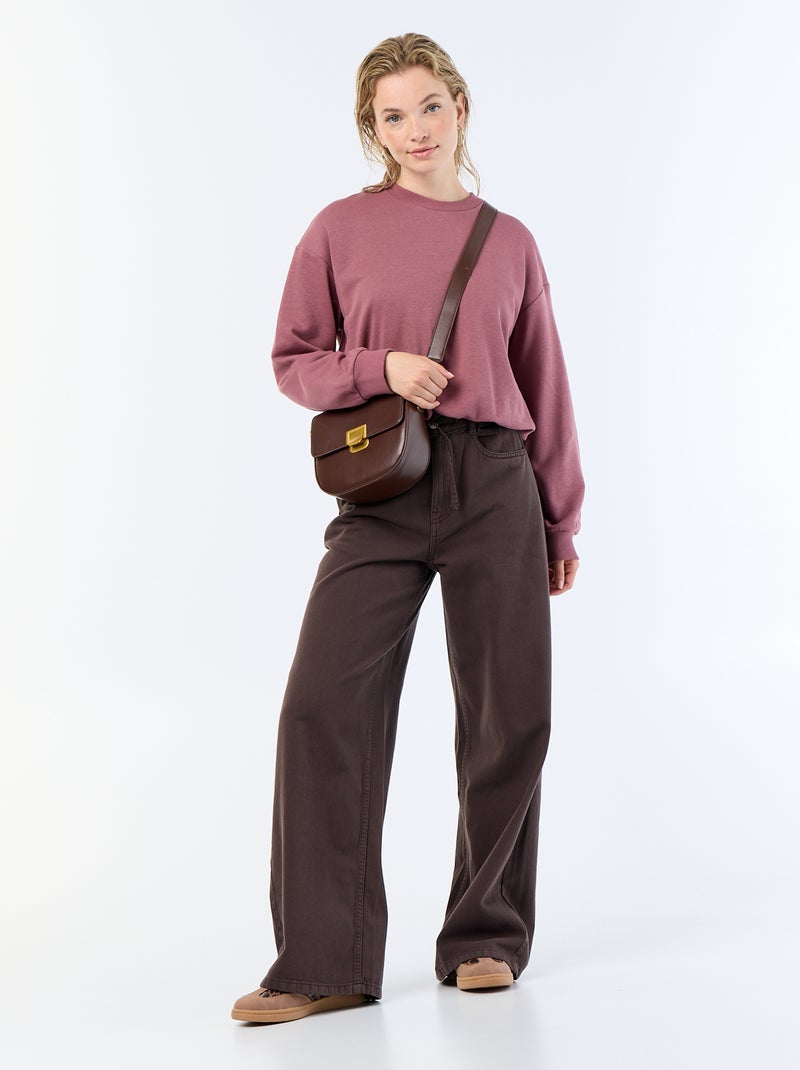 Sweatshirt com corte arredondado em felpa Rosa - Kiabi
