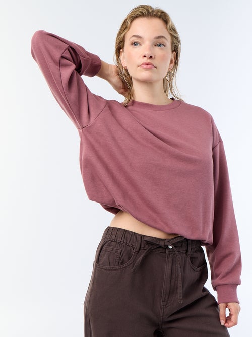 Sweatshirt com corte arredondado em felpa - Kiabi