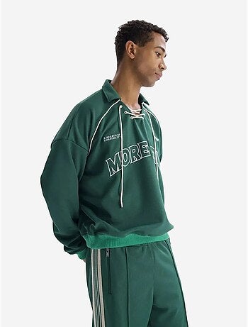 Sweatshirt com decote com cordão e estampado giesto