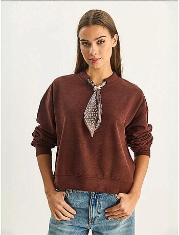 Sweatshirt com detalhes de acessório e gola redonda lucci