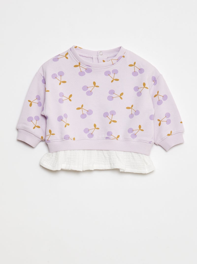 Sweatshirt com efeito 2 em 1 na base Violeta - Kiabi