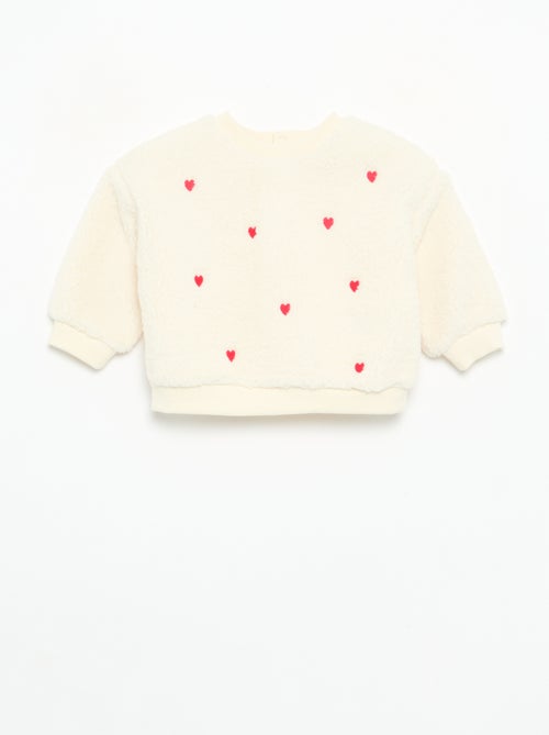 Sweatshirt com efeito carneirinho e bordados - Kiabi Sweatshirt com efeito carneirinho e bordados - Kiabi