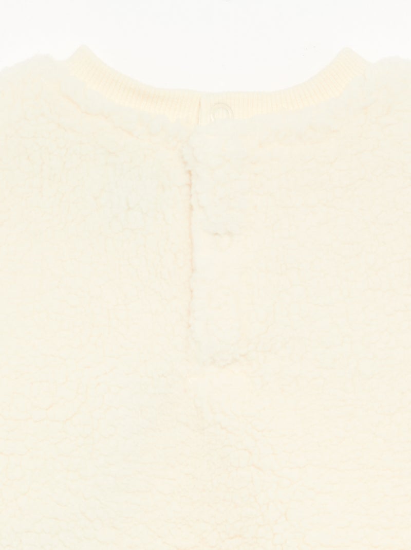 Sweatshirt com efeito carneirinho e bordados Branco - Kiabi