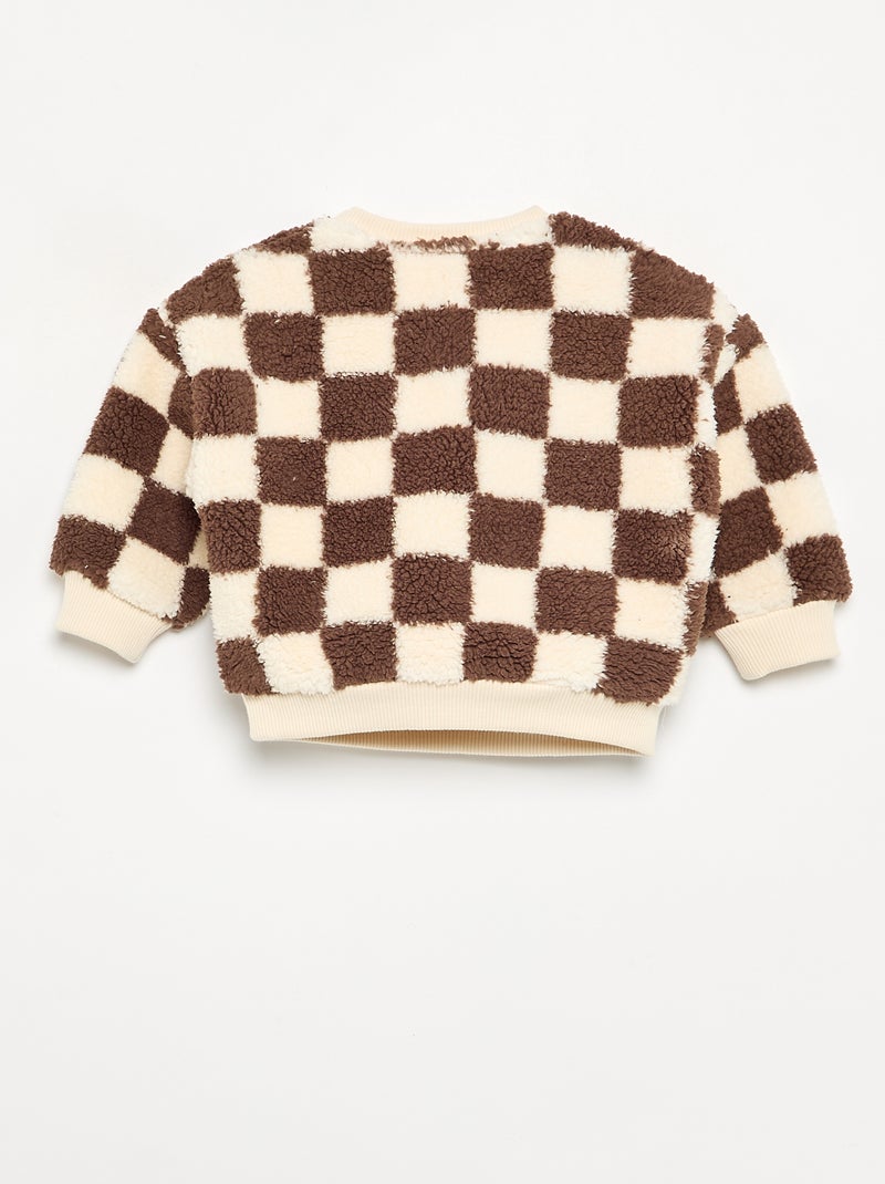 Sweatshirt com efeito de pelo de carneiro Castanho - Kiabi