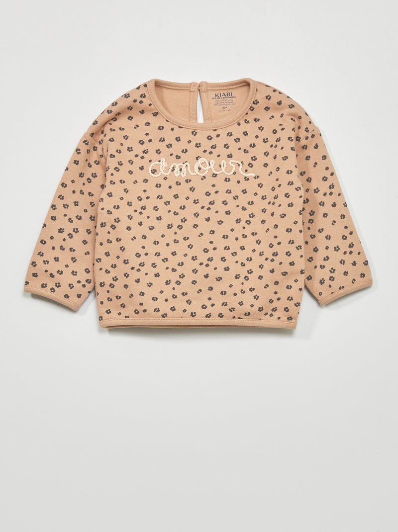 Sweatshirt com estampado BEGE - Kiabi