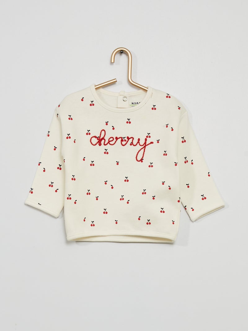 Sweatshirt com estampado 'cereja' BRANCO - Kiabi