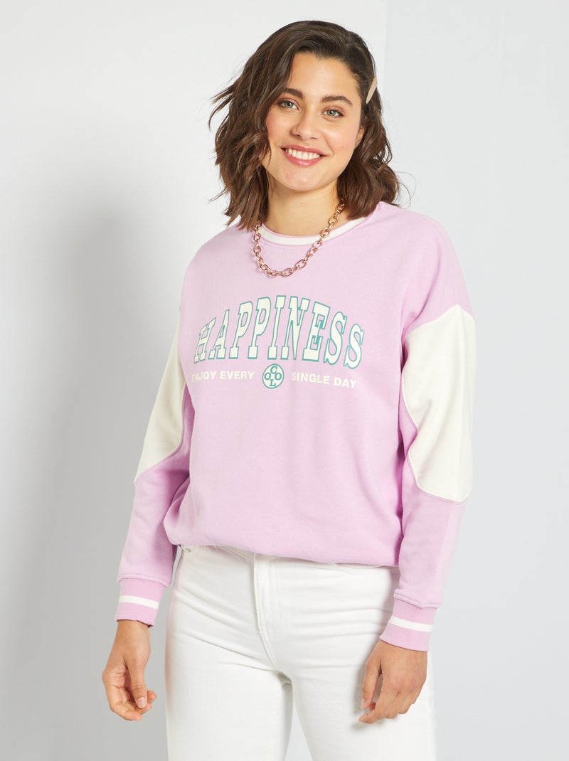 Sweatshirt com estampado 'color-block' BRANCO - Kiabi