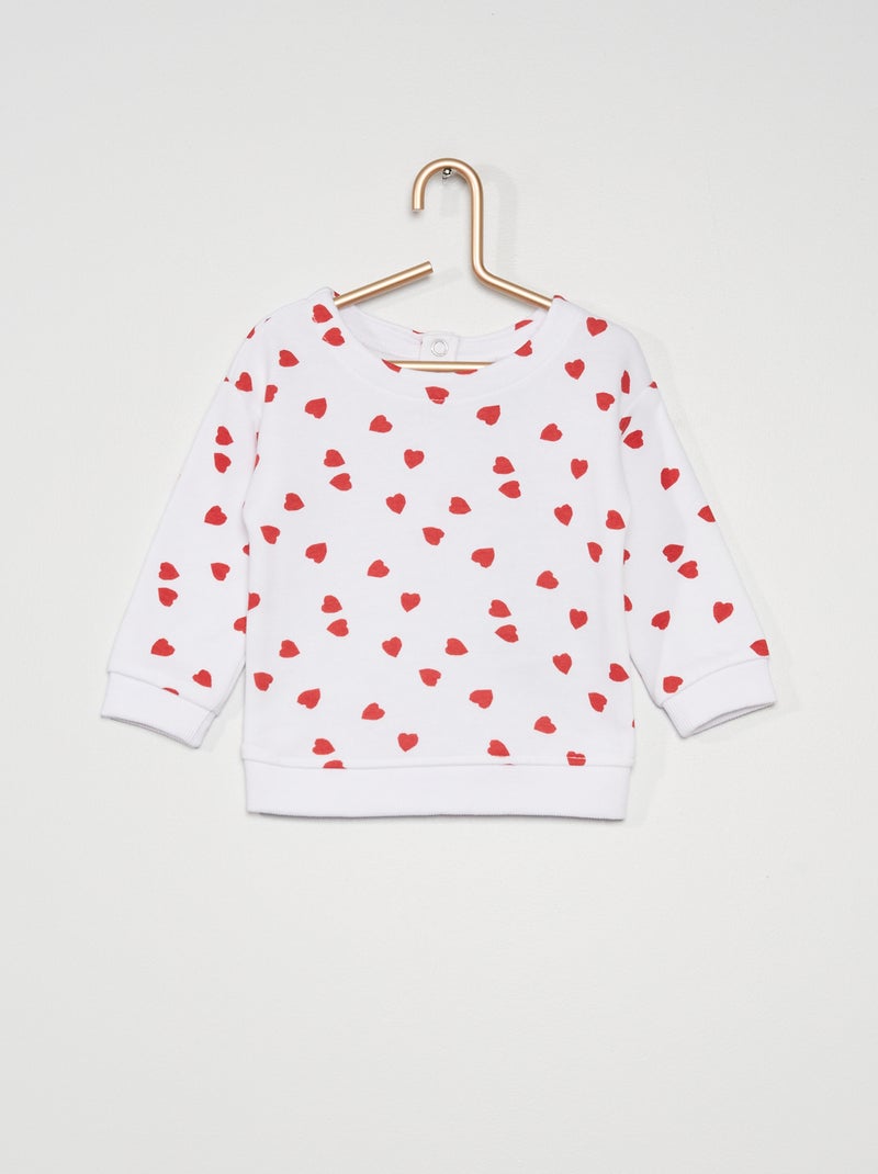 Sweatshirt com estampado 'corações' BRANCO - Kiabi