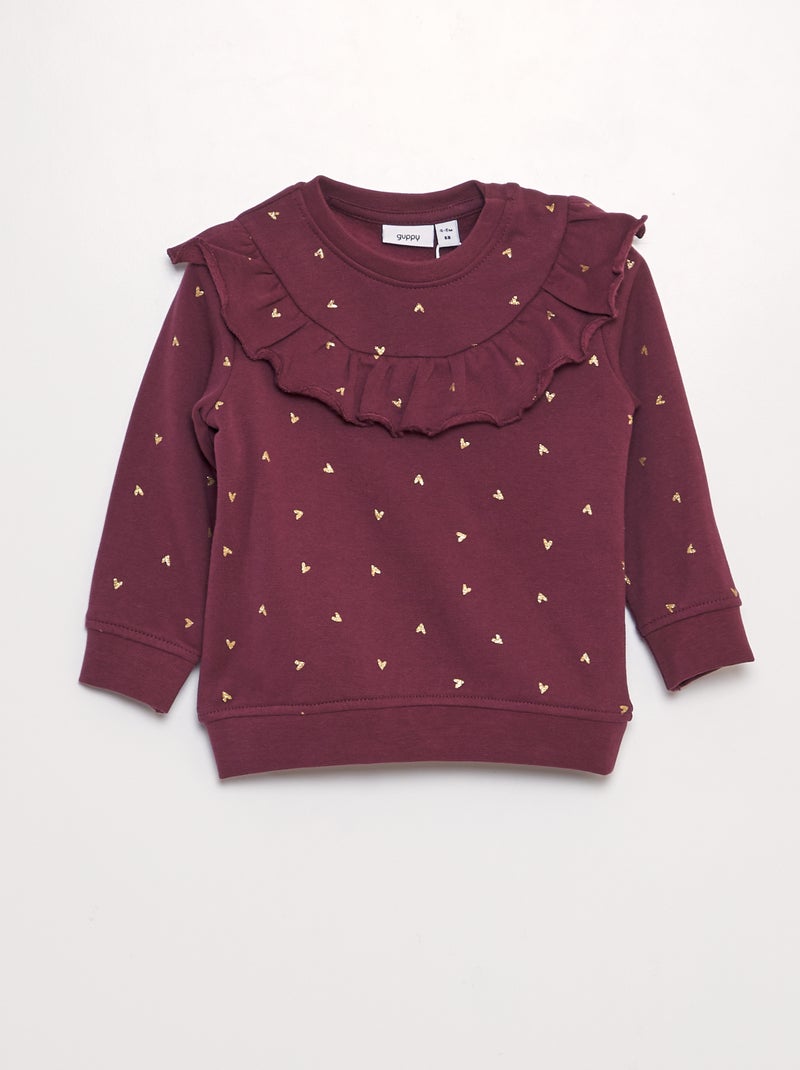 Sweatshirt com estampado corações 'Guppy' VERMELHO - Kiabi