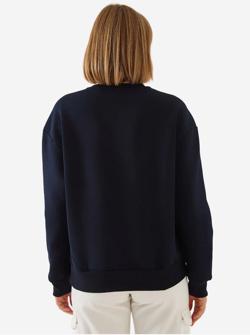 Sweatshirt com estampado de corações e gola redonda escovada lucci Azul-marinho - Kiabi