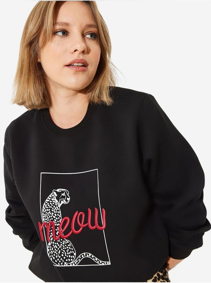 Sweatshirt com estampado de leopardo lucci Preto - Kiabi