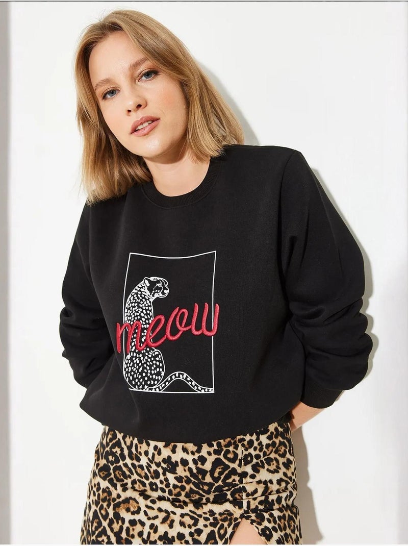 Sweatshirt com estampado de leopardo lucci Preto - Kiabi