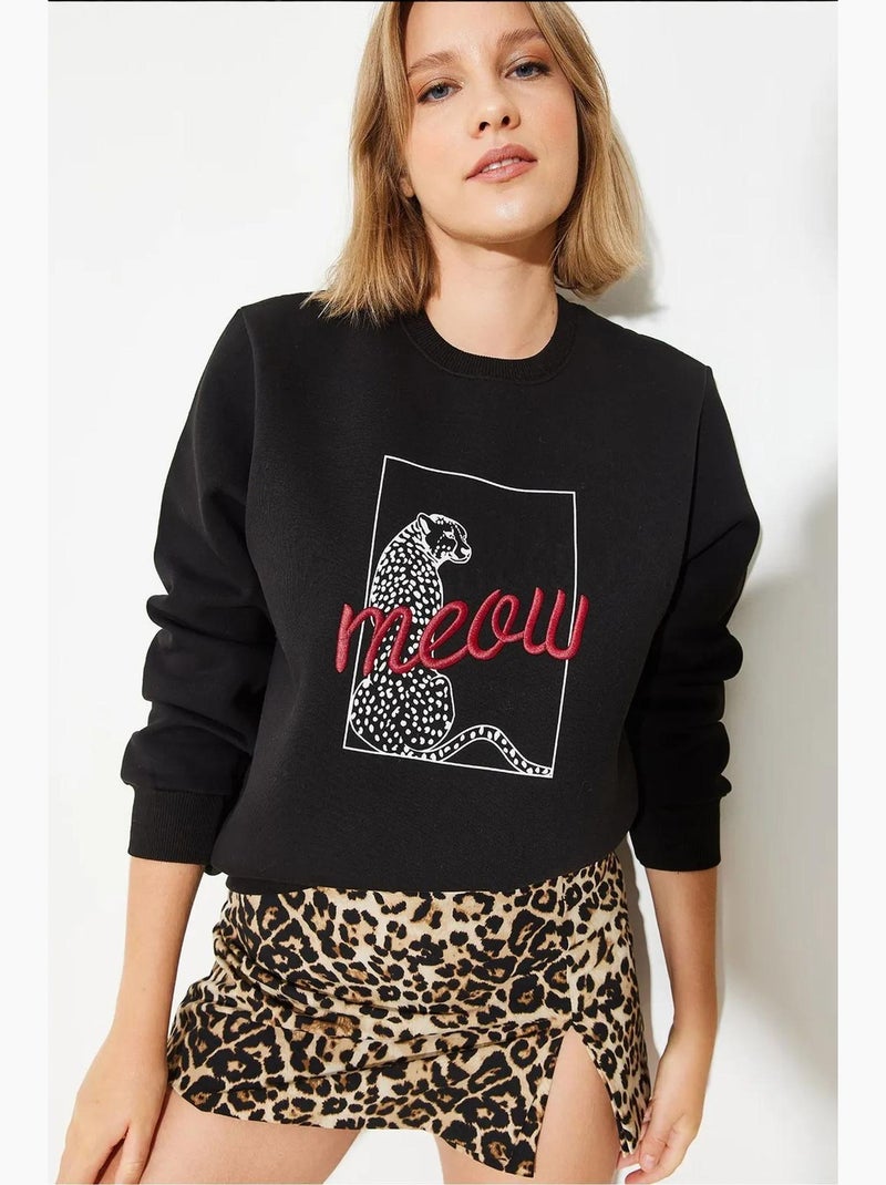 Sweatshirt com estampado de leopardo lucci Preto - Kiabi