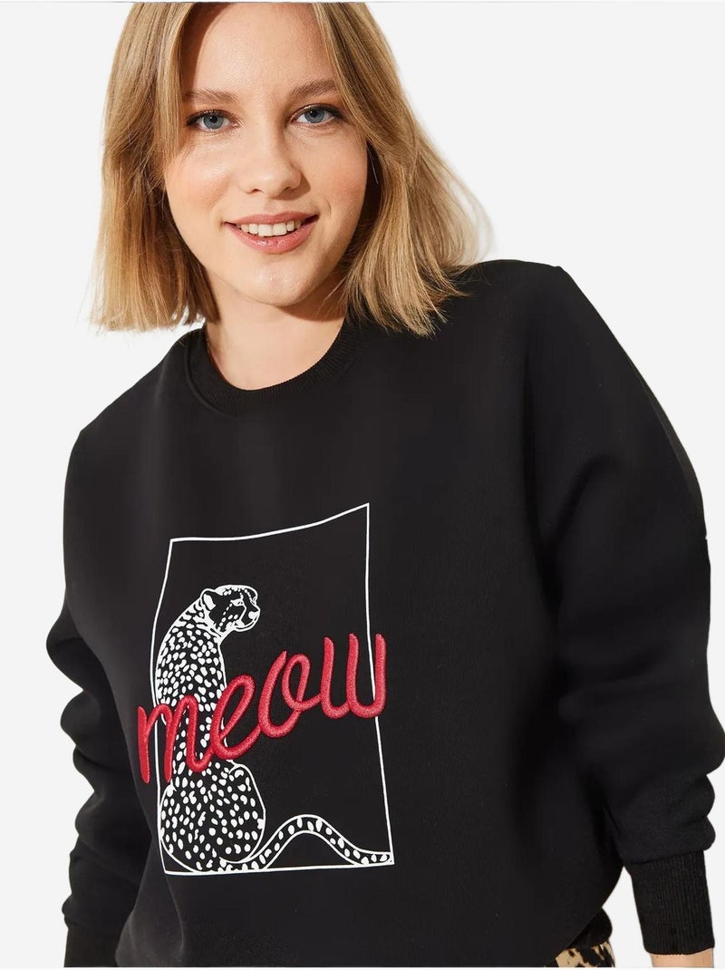 Sweatshirt com estampado de leopardo lucci Preto - Kiabi