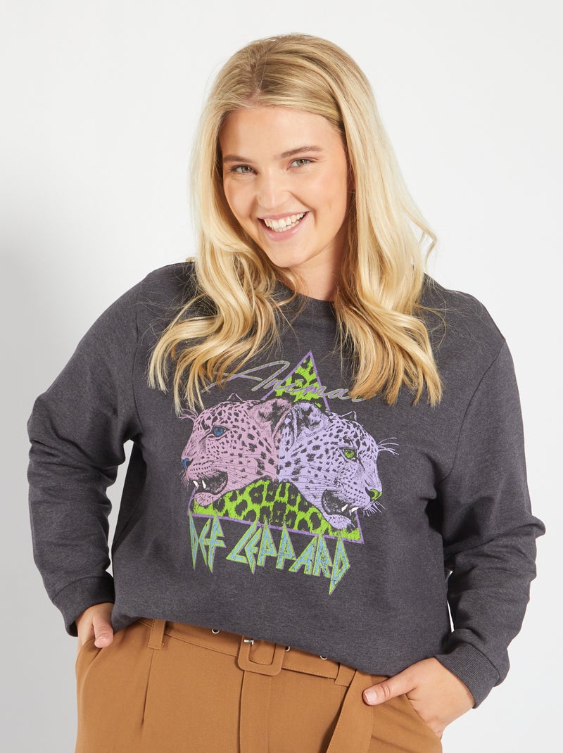 Sweatshirt com estampado 'Def Leppard' CINZA - Kiabi