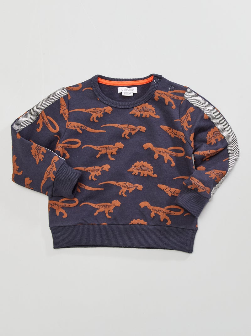 Sweatshirt com estampado 'dinossauros' Azul Marinho - Kiabi