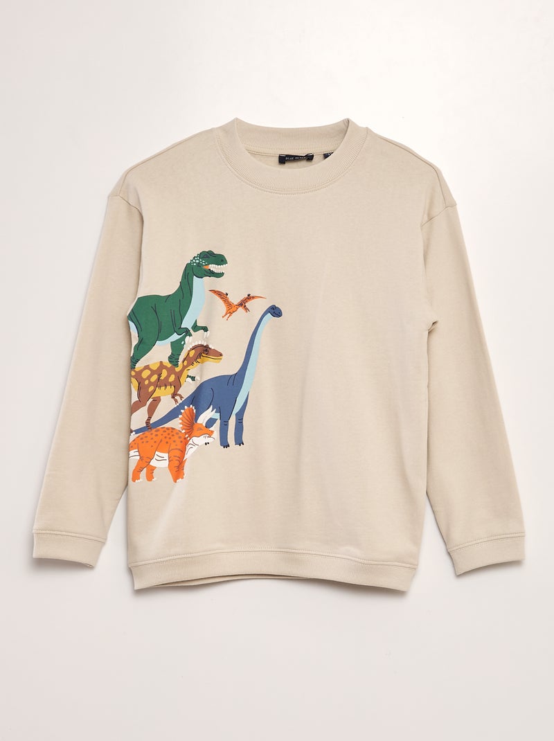Sweatshirt com estampado 'dinossauros' BEGE - Kiabi